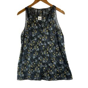 Cabi‎ Women Black Floral Fern V-Neck Sleeveless Chiffon Blouse Top Medium M 3450